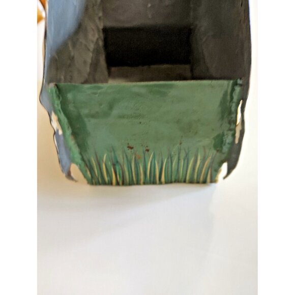 Vintage Hand Made Cow Tin Art Planter Box 12 1/2" long x 9" tall x 5.5" wide - Picture 4 of 14
